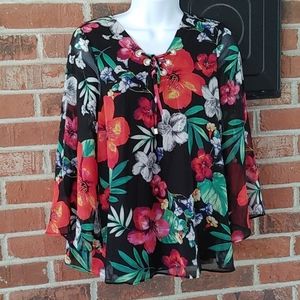 Thalia Sodi Tropical Floral Blouse Size S